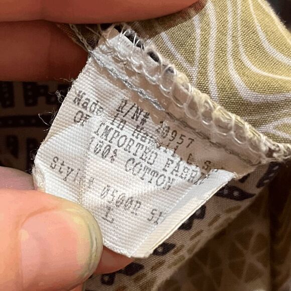 Tori Richard Hawaii Shirt L Cranes Koi Patch Print 100% Cotton Aloha - Picture 11 of 14